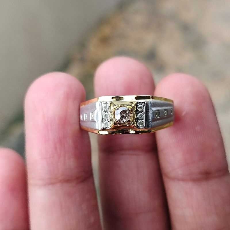 Cincin pria berlian eropa asli
