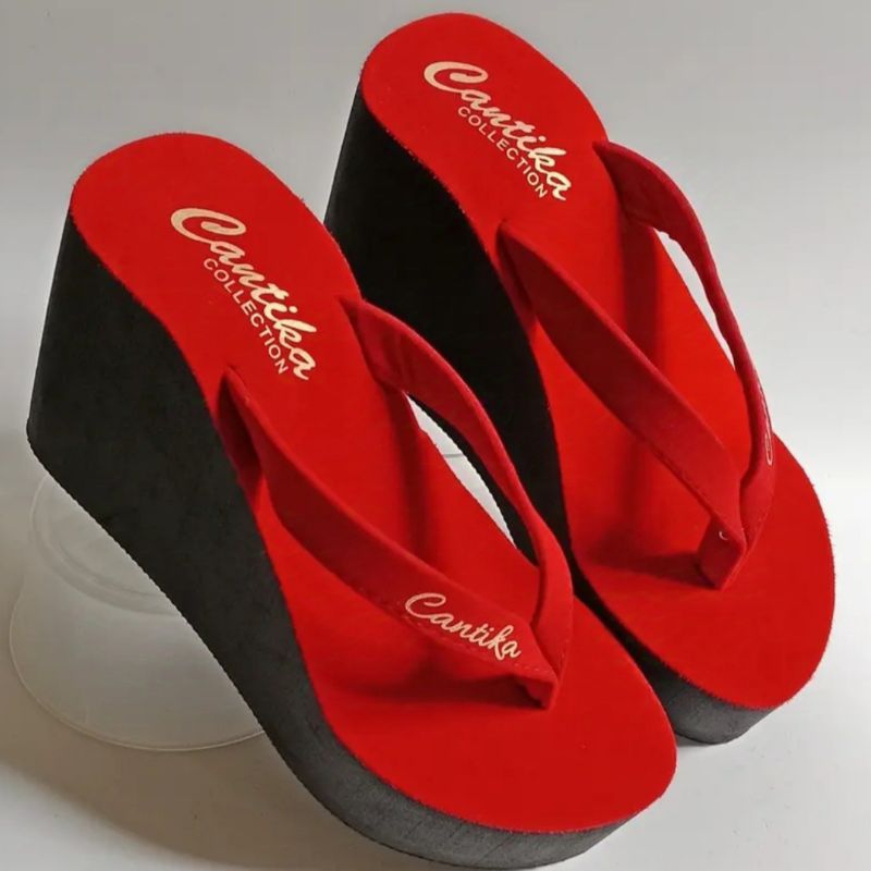 Sandal Wanita Wedges Cantika Sandal Jepit Wanita Tinggi 9CM Sandal Wanita Kekinian