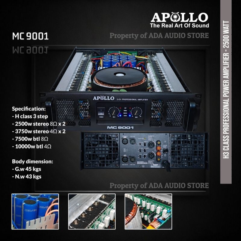 Power Amplifier / Apollo MC9001 / Kelas H / 2 Channel / APL MC 9001 2CH 2 Chanel - 2500W