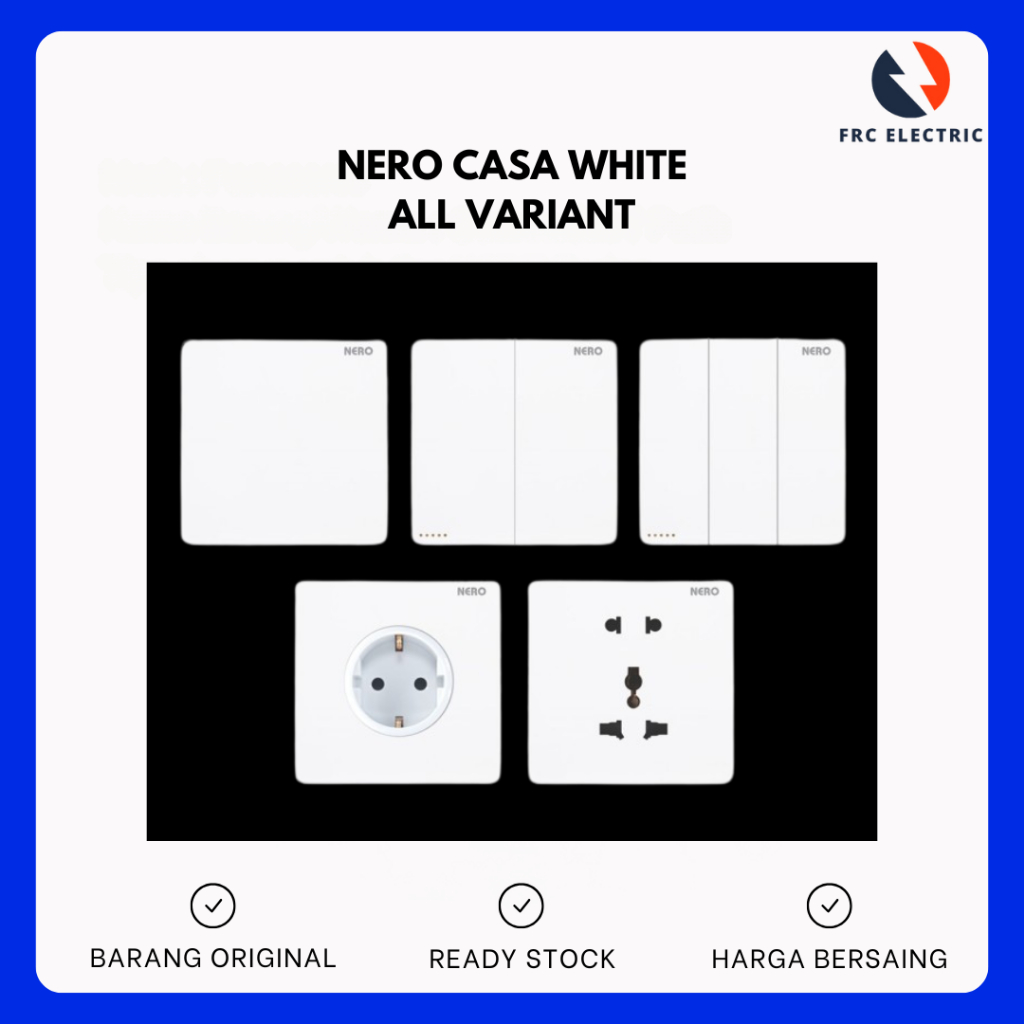 NERO CASA X2 WHITE SAKLAR STOP KONTAK - SAKLAR PUTIH NERO - SAKLAR DOUBLE - SAKLAR TRIPLE - STOP KON
