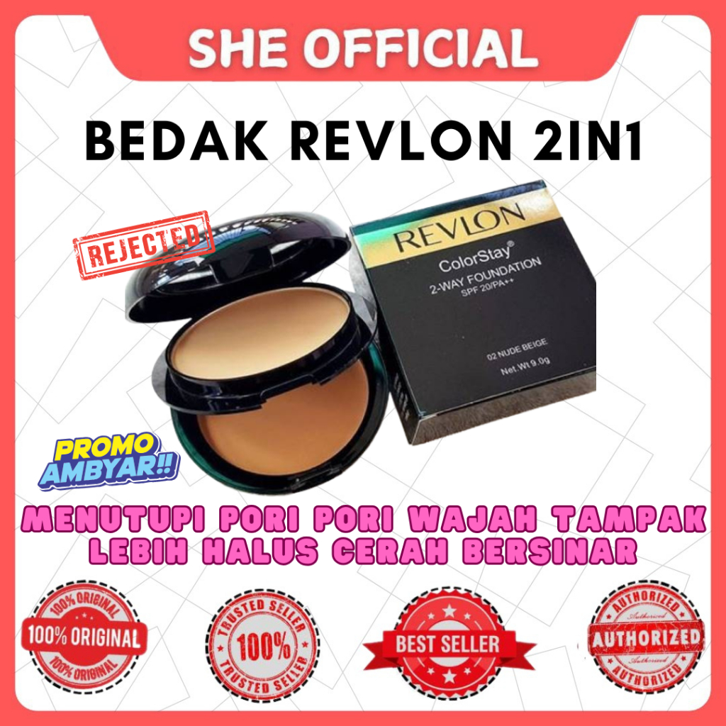 REJECT REVLON (BEDAK KERING PECAH)BEDAK BASAH BAGUS + SPONS