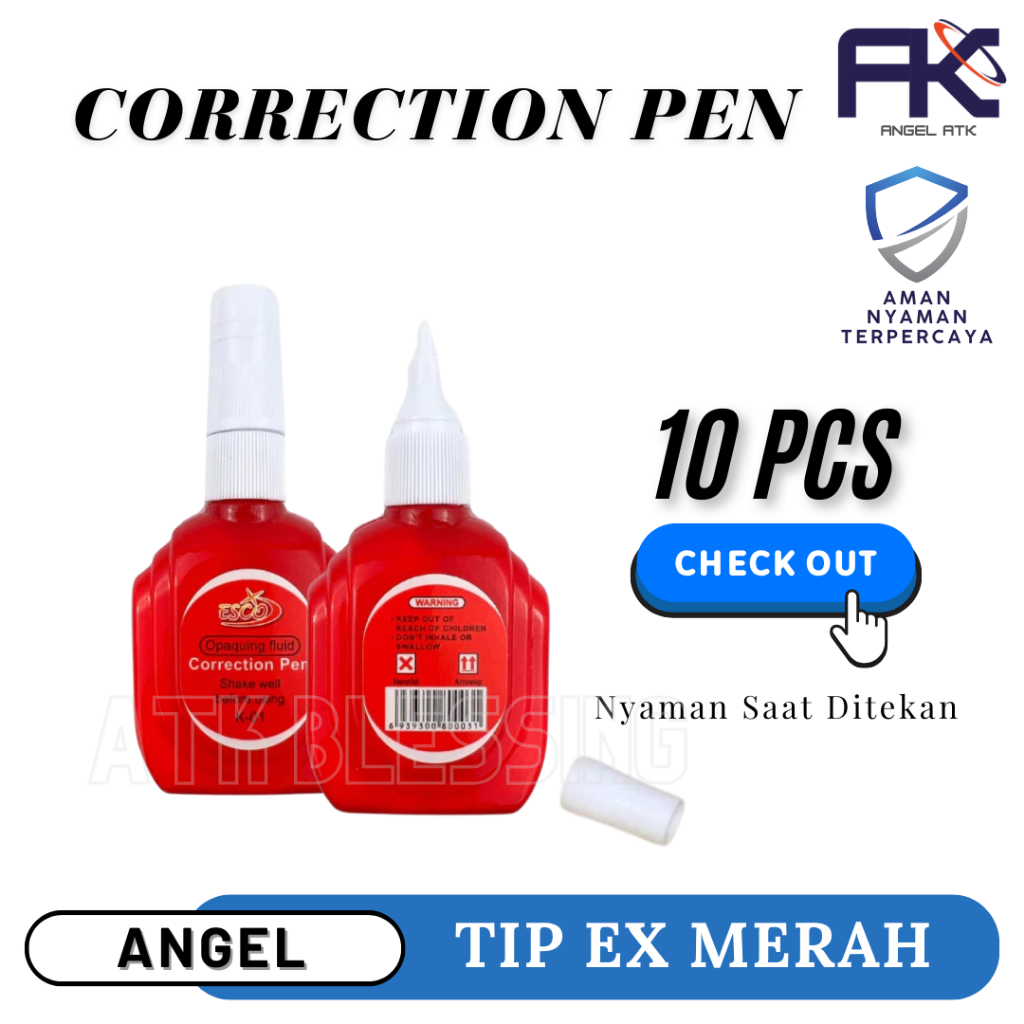 

Tip Ex Merah / 12 Pcs / Penghapus Cair Esco / Correction Pen / Tip Ex Cair Murah /Cairan Koreksi / COD / Atk Blessing