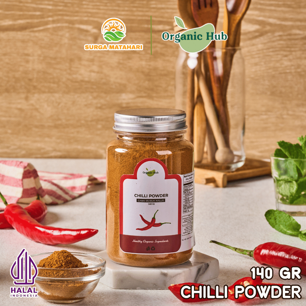 

Organic Hub Bubuk Cabe Kering Halus Kualitas Premium 100% Chili Powder Cabai Bumbu Dapur 140 gr