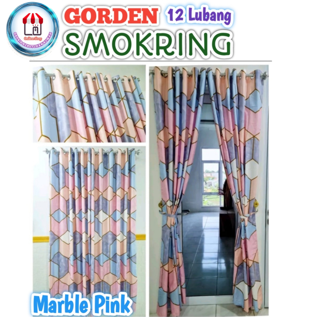 Gorden JENDELA PINTU MINIMALIS SMOKRING 12 LUBANG - Curtain
