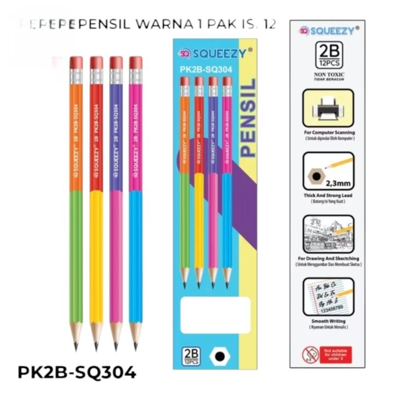 

Pensil 2B Squeezy PK2B-SQ301, PK2B-SQ304, PK2B-SQ305, PK2B-SQ306, PK2B-SQ200, Pensil 2B My Pensil (1 pak isi 12 pcs) / pensil squeezy 2B, My pensil 2B per pack