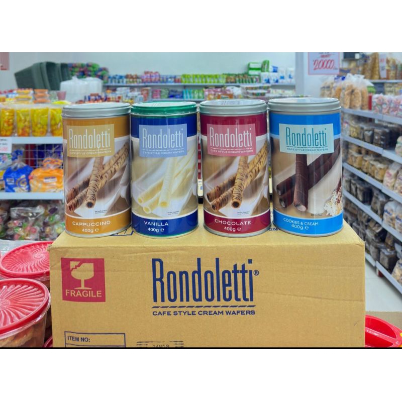 

RONDOLETTI WAFER 400GR (1 KARTON ISI 12 KALENG) GOJEK INSTAN SAMEDAY