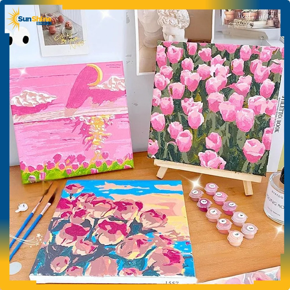 

Paint By Number Kit Uk 20x20cm Kanvas Siap Lukis Bunga Pemandangan / Wall Decoration Diy Digital Painting Canvas / Lukisan Canvas Acrylic Aesthetic Sunshine Smile A110