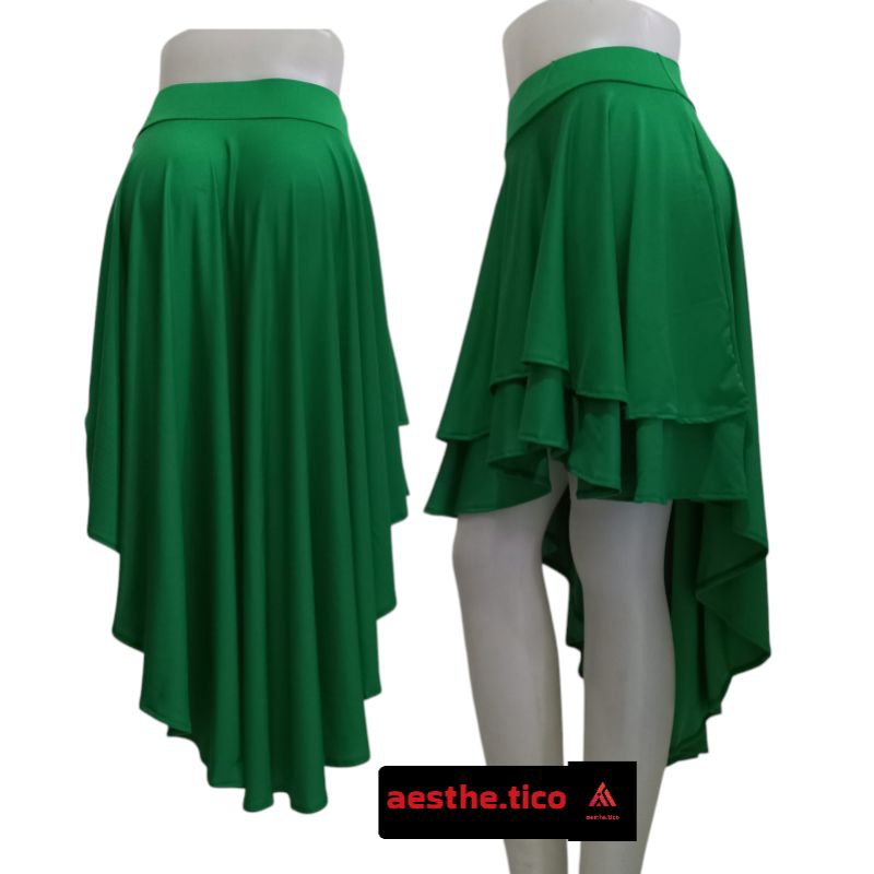 Rok Pinguin Susun 2 Depan Bahan Spandek Balon || Rok High Low Bellydance Line dance