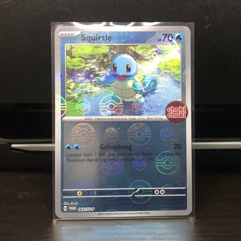 Squirtle Holo kartu Pokemon promo Choki choki
