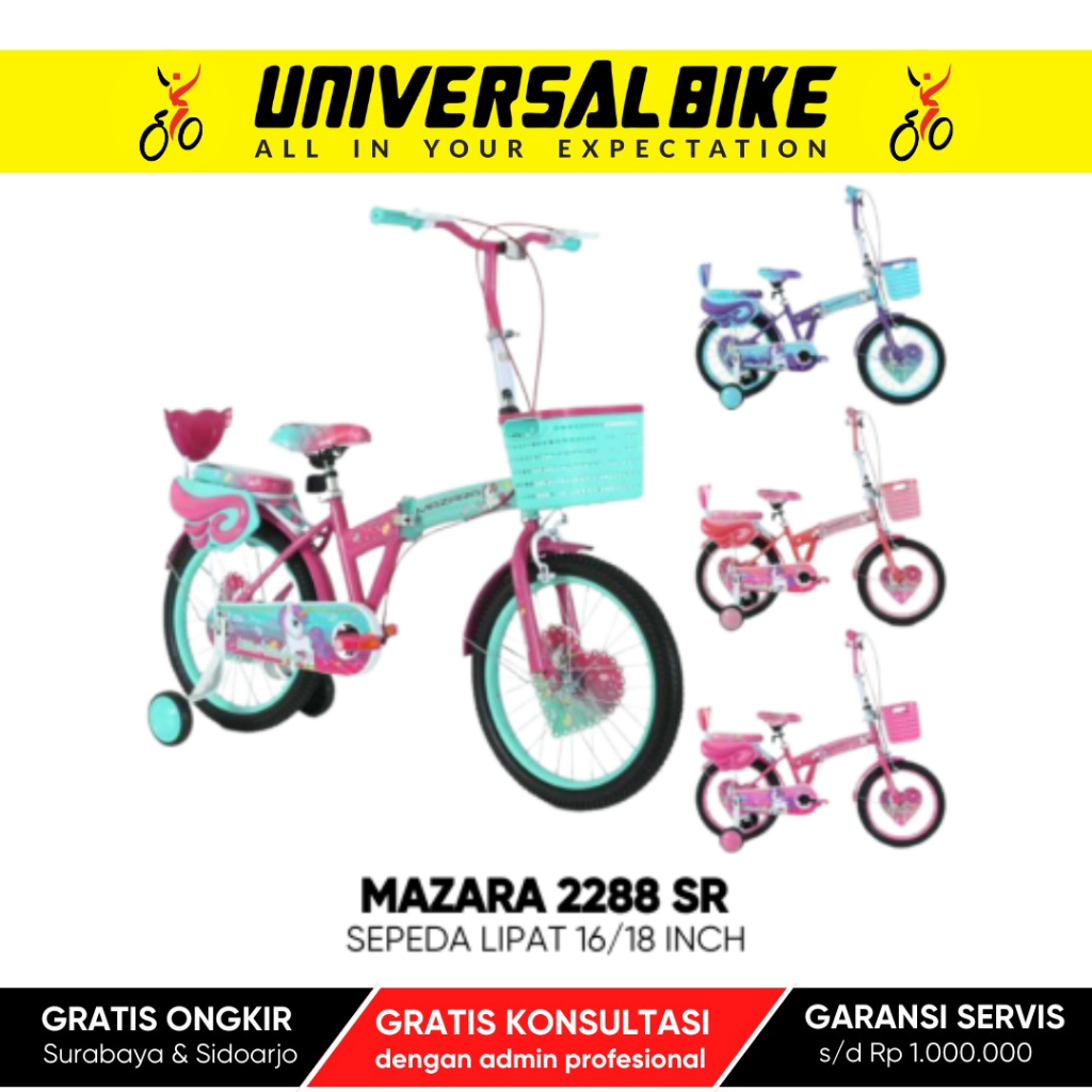 Sepeda Lipat Anak Mazara 2288 SR - 16/18 Inch - Lucu & Praktis