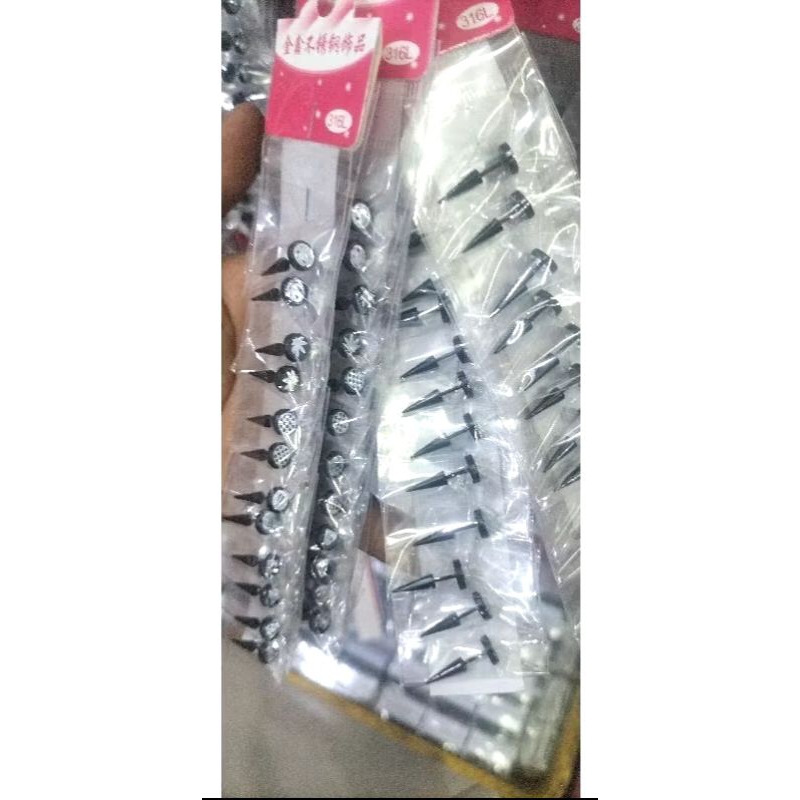 GROSIR 12PCS/PERLUSIN ANTING BARBEL MODIS ANTING PRIA DAN WANITA