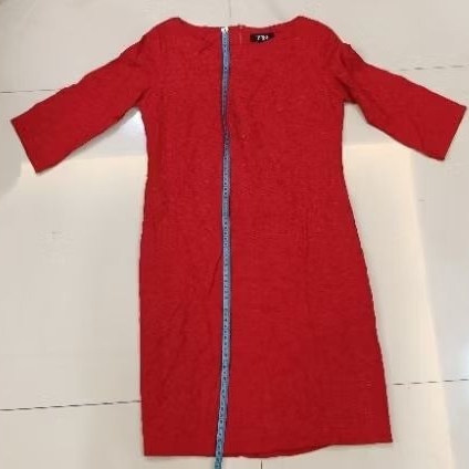 (Preloved) Dress Merah Eprise Brodir Bunga Wanita Cantik