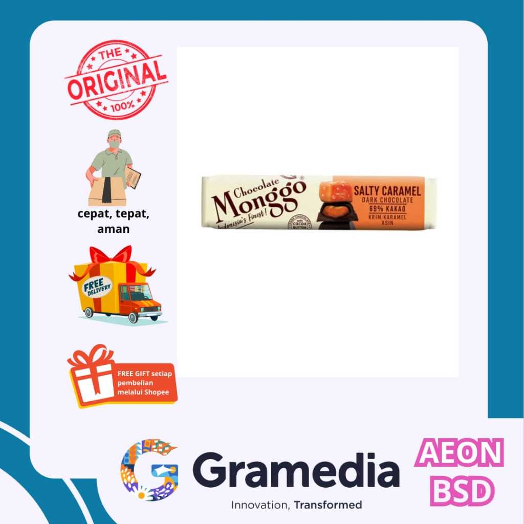 

MONGGO CHOCOLATE SALTY CARAMEL 40GR - GRAMEDIA AEON BSD