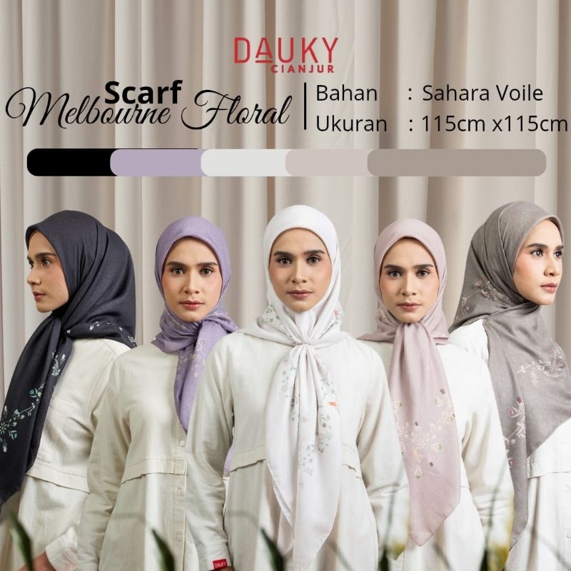 ELZATTA HIJAB SEGI EMPAT MELBOURNE FLORAL SCARF BAHAN VOAL MOTIF PREMIUM SCARF PREMIUM KERUDUNG JILB