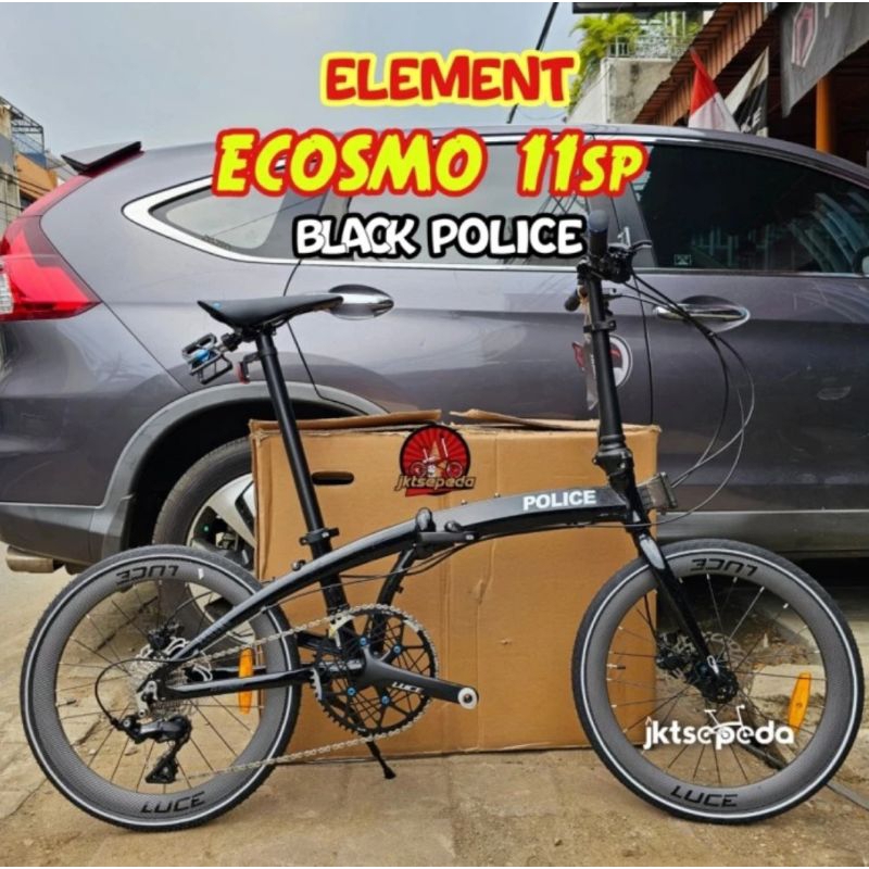 Sepeda Lipat Second Like New ELEMENT ECOSMO 11 BLACK POLICE