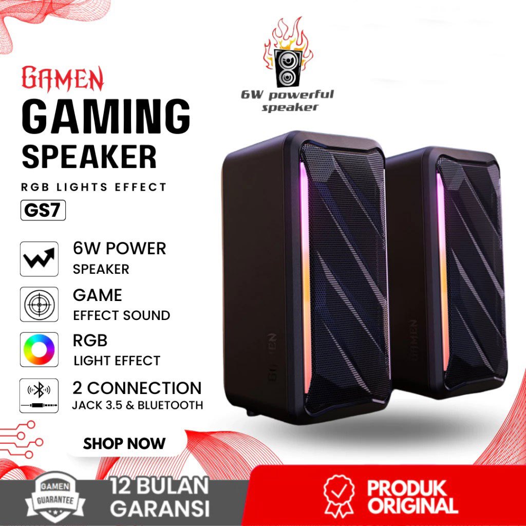 GAMEN Speaker PC Gaming Bluetooth 5.3 Surround Sound GS7 Speaker Laptop Speaker Komputer Speaker Bas