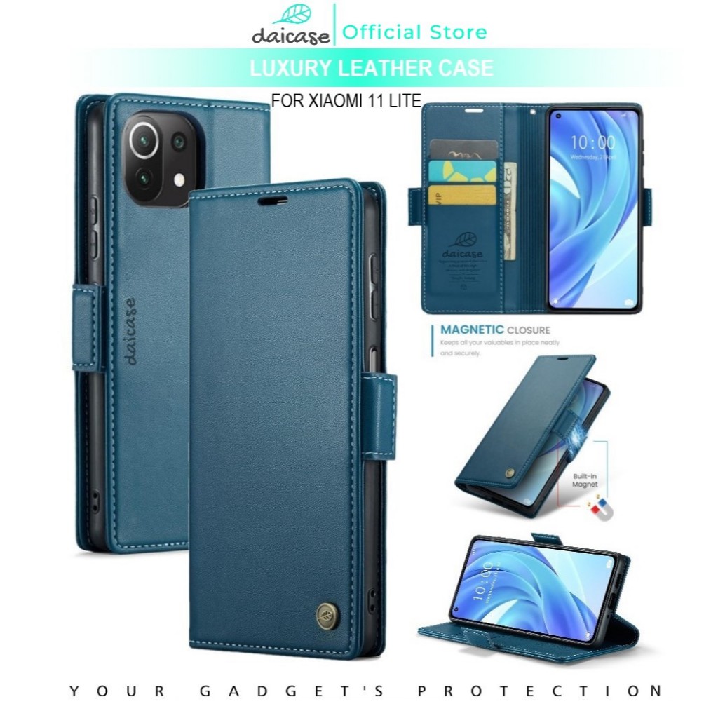 daicase for xiaomi 11 lite  luxury leather case flip shockproof phone cover