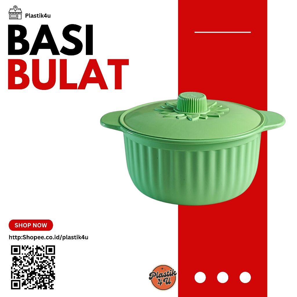 Basi Bulat Besar PlastikTempat Sayur Makanan Wadah Saji Prasmanan Mangkok Sop Plastik BPA Food Grade