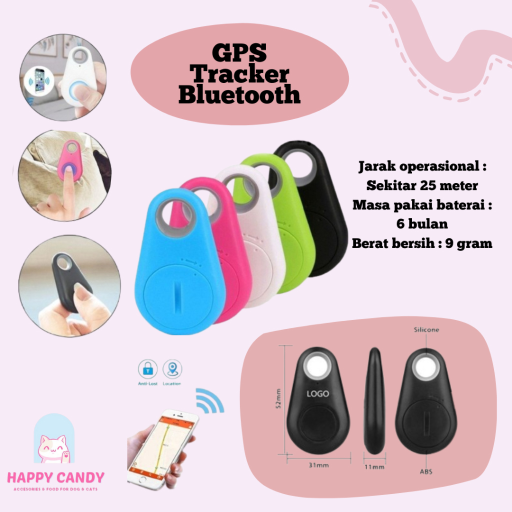 GPS Anjing Kucing Smart Tag Bluetooth GPS Tracker Anti Lost Alarm Wireless Key Finder GPS Barang Hil
