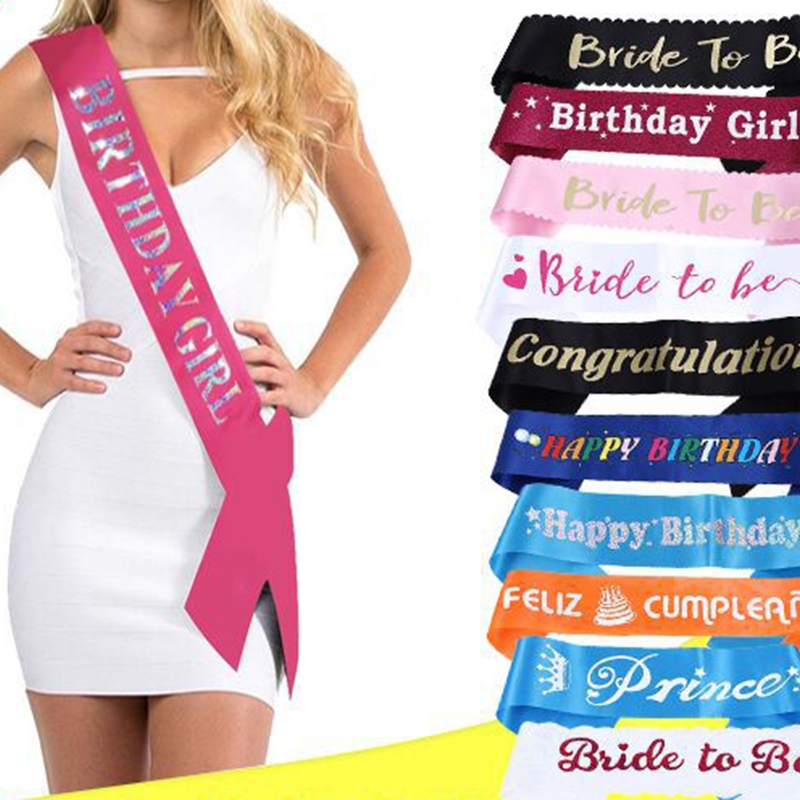 Selamat Ulang Tahun Satin Sash Pesta Ulang Tahun Aksesori Dekorasi Pesta untuk Anak Perempuan Anak L
