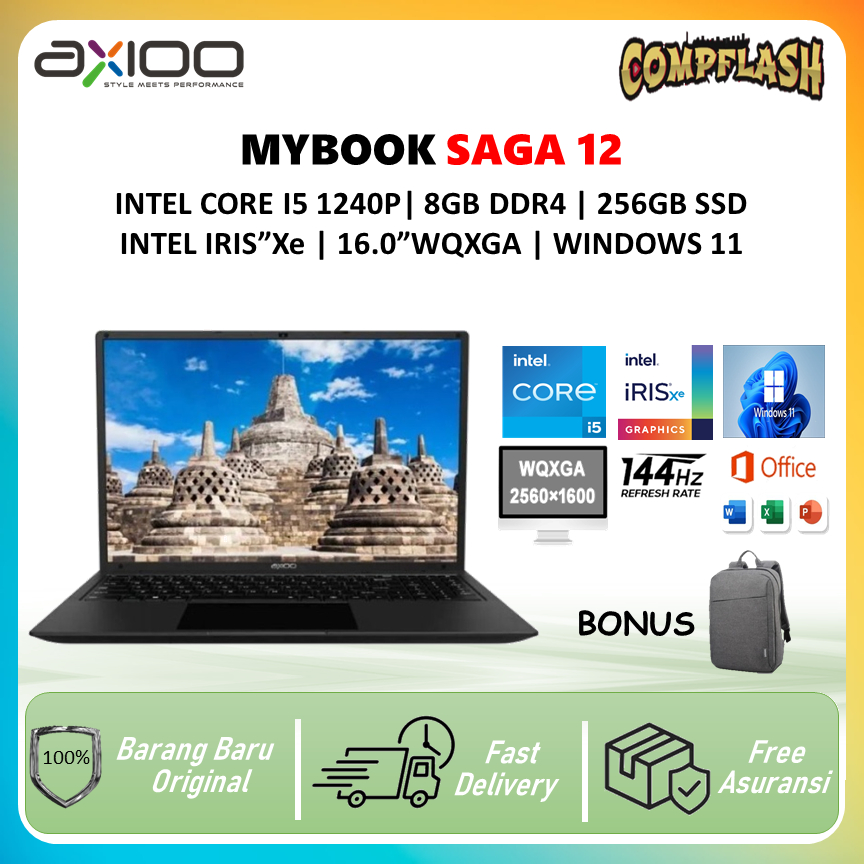 LAPTOP AXIOO MYBOOK SAGA 12 CORE I5 1240P RAM 16GB SSD 512GB WINDOWS 11 WQXGA 2.5K GRY