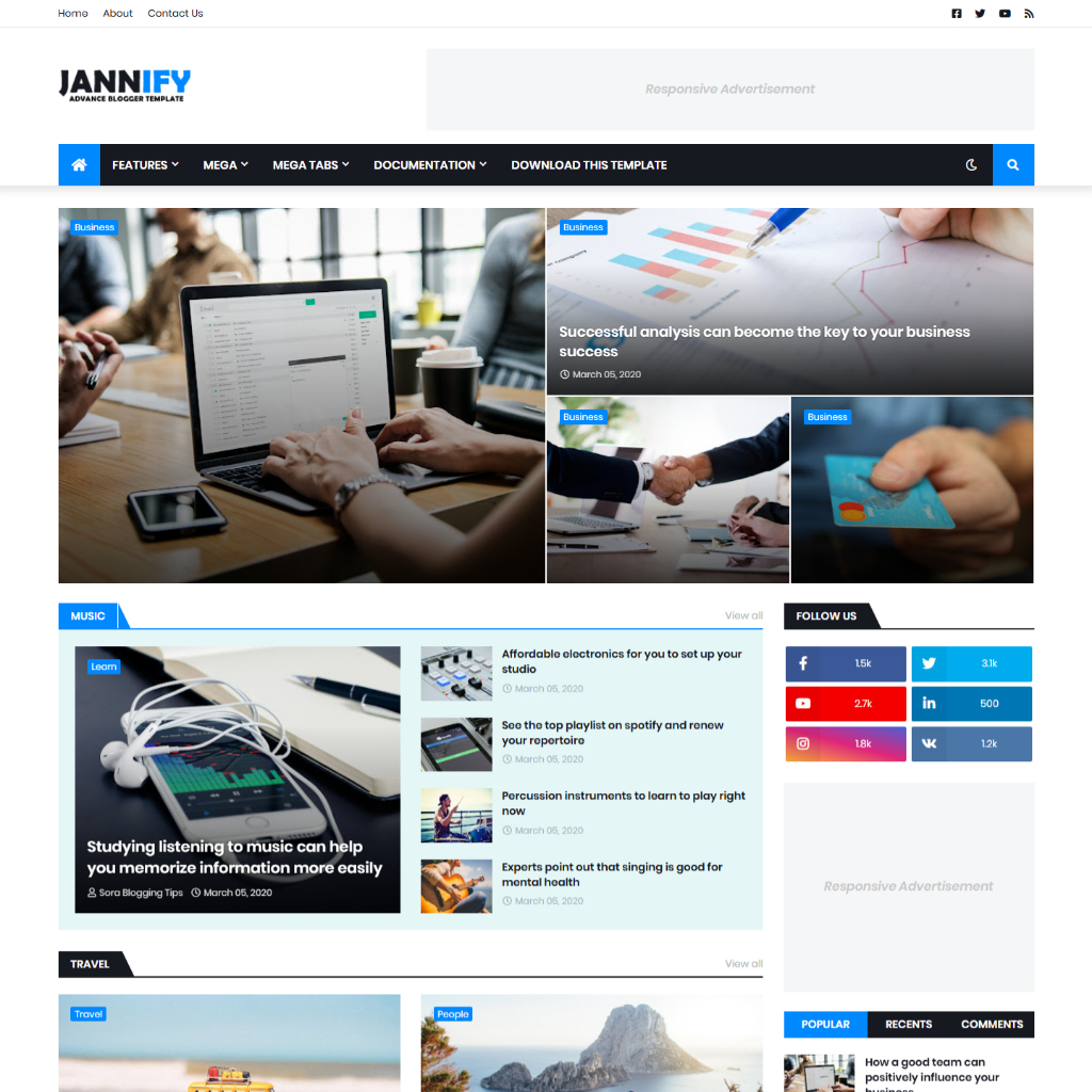 Jannify Responsive Blogger Template