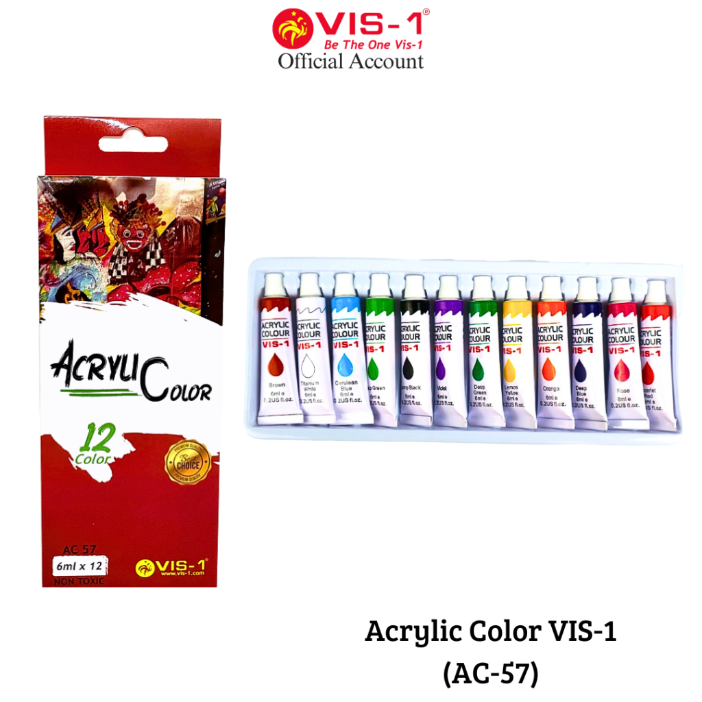 

VIS-1 - Acrylic Color AC-57 12 Warna / Cat Akrilik 1 Set 6ml