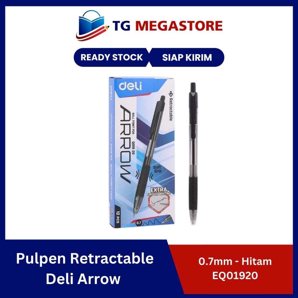 

Pulpen Retractable Deli Arrow 0.7mm Hitam - EQ01920
