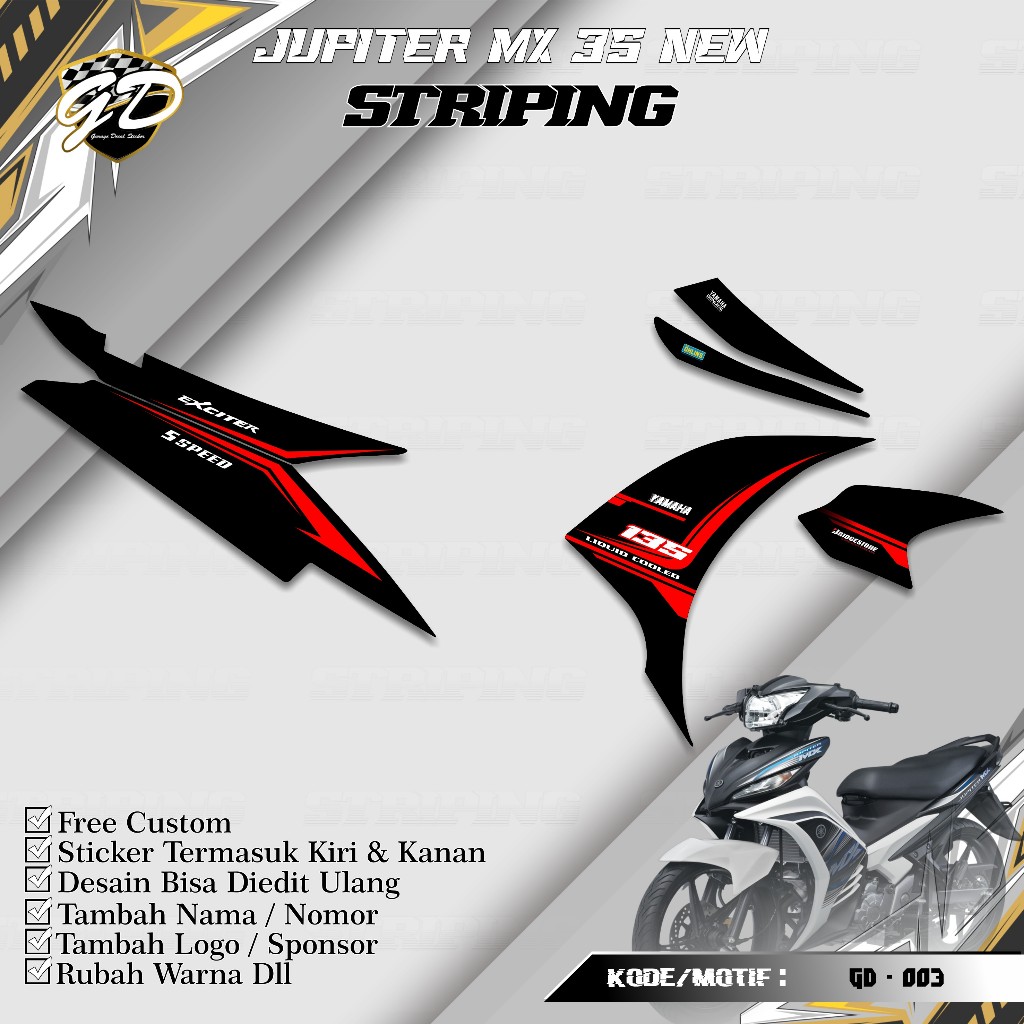 Striping Jupiter mx 135 Stiker Striping Jupiter MX new 135 GD-003