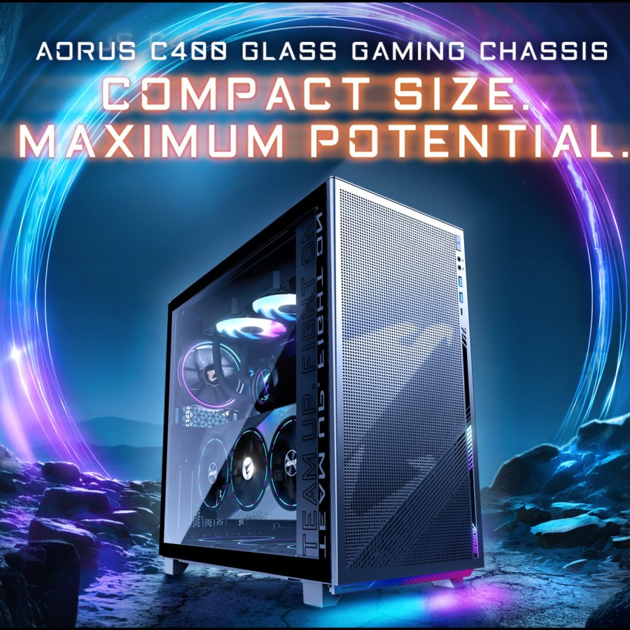 GIGABYTE AORUS C400 GLASS MID TOWER PC CASE CASING GAMING CHASSIS