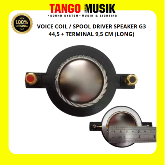 VOICE COIL/ SPUL/SPOOL DRIVER SPEAKER G3 44,5 MM + TERMINAL 9,5 MM (LONG) SPUL TWEETER DRIVER 44-1 /