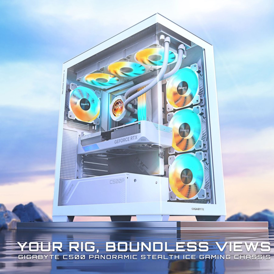 GIGABYTE AORUS C500 PANORAMIC STEALTH ICE MID TOWER PC CASE CASING GAMING CHASSIS GB-C500PIST