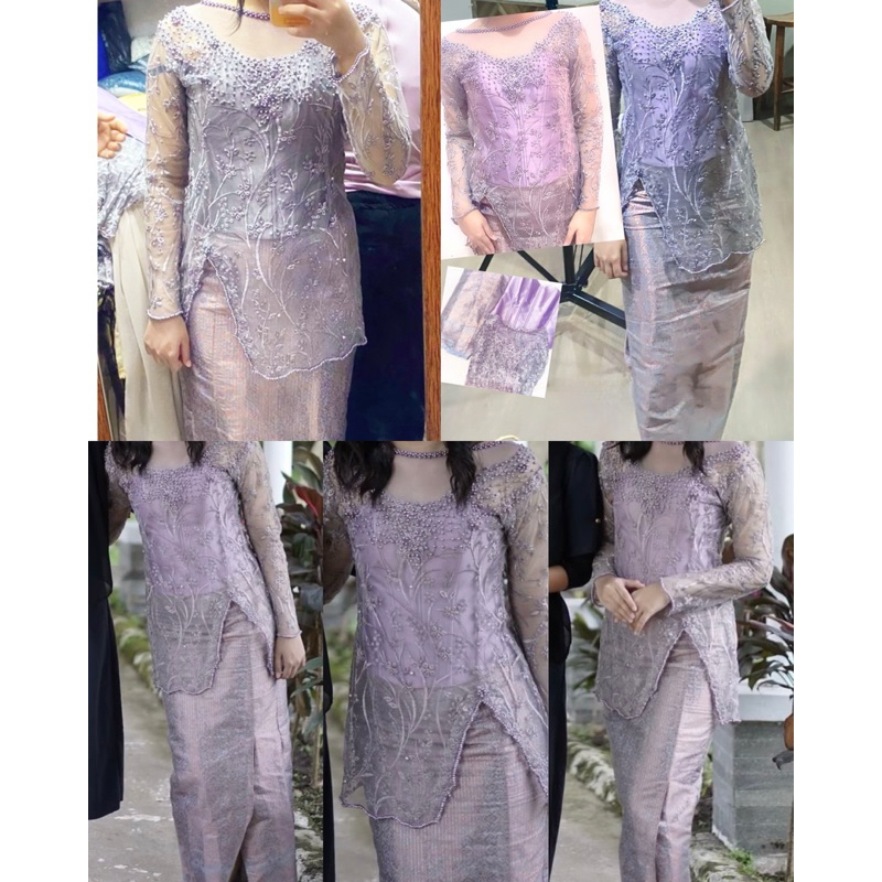 kebaya wisuda lilac ungu payet songket ukuran preloved belas