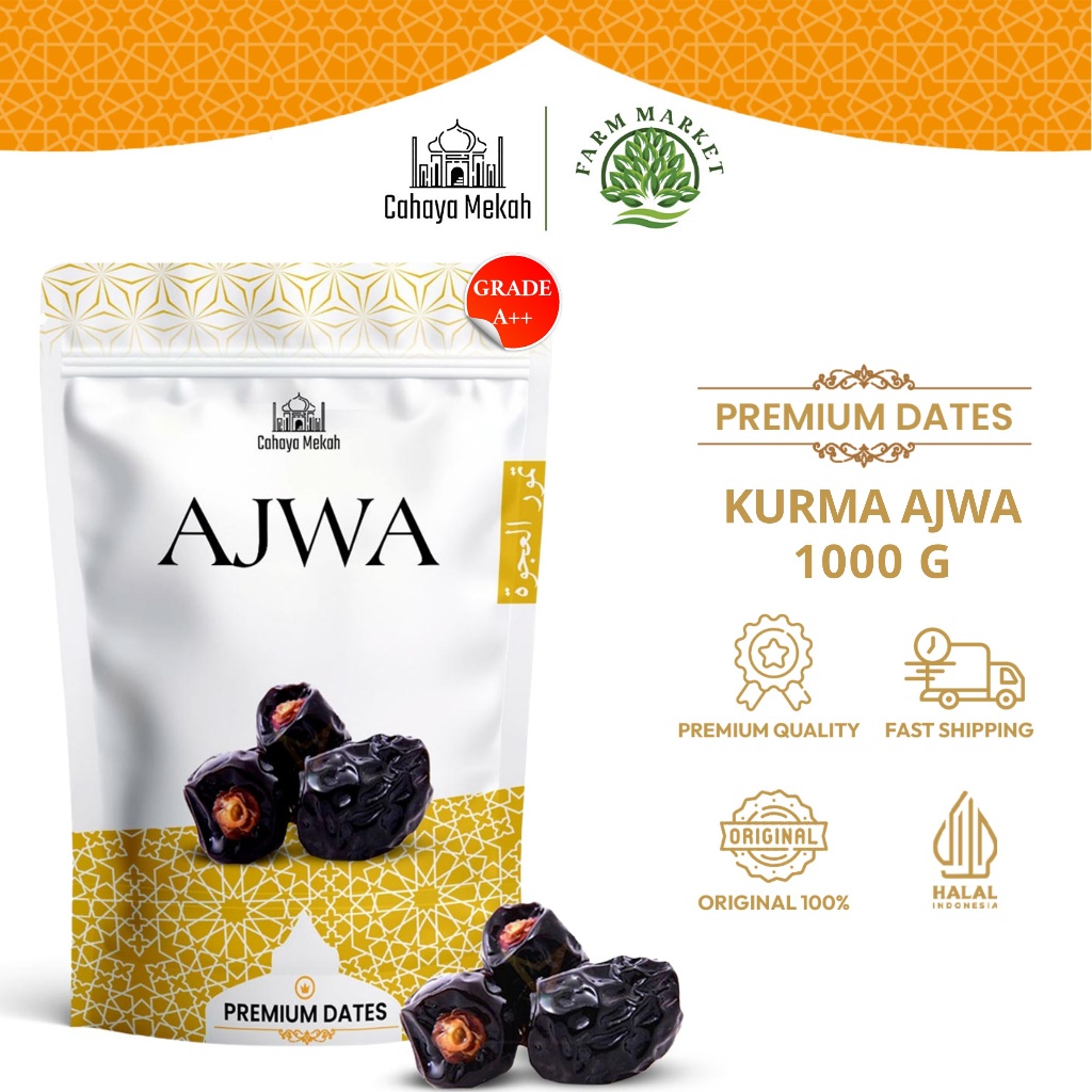 

Cahaya Mekah Kurma Ajwa 1 Kg Pouch Premium Original Kurma Nabi