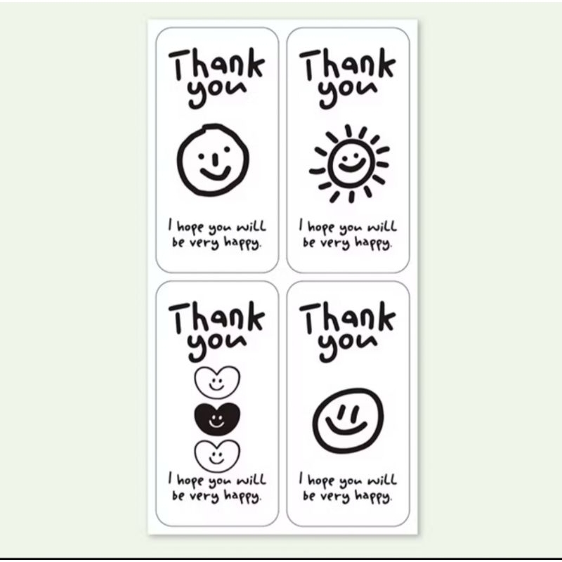 

Stiker thankyou hitam putih open ME isi 100pcs