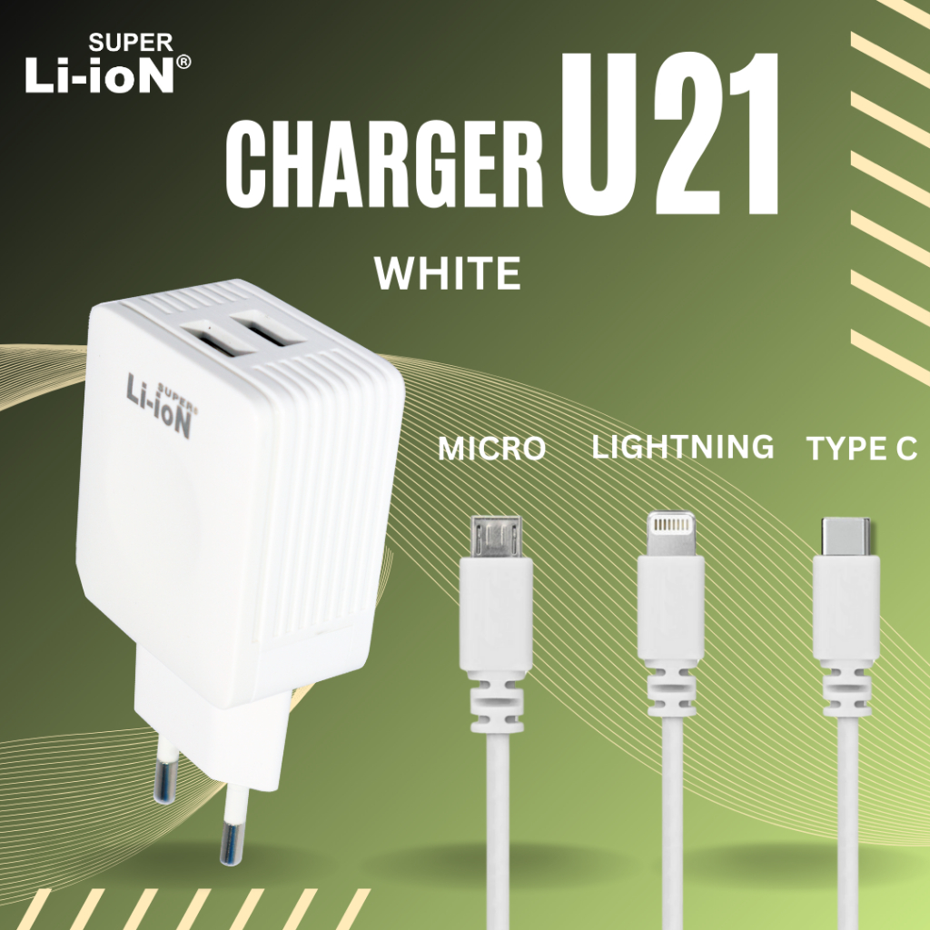 Charger HP DUAL USB  Super Li-ion U21 (12W) Fast Charging - Kabel varian IPHONE LIGHTNING / MICRO / 