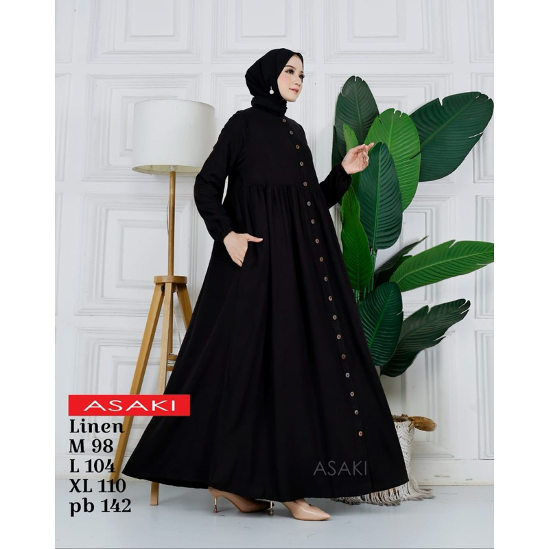 Indah Official Gamis Bahan Linen premium Asaki Mayasari