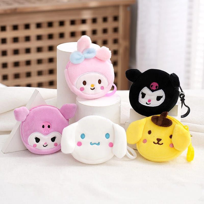 DOMPET KOIN SANRIO GANTUNGAN KUNCI DOMPET COIN BULU TAS MINI BULU