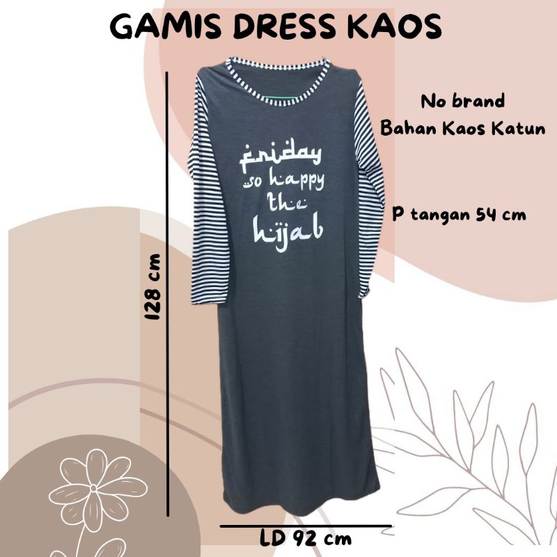 [Preloved] Gamis Dress Kaos Abu Hitam Putih Garis