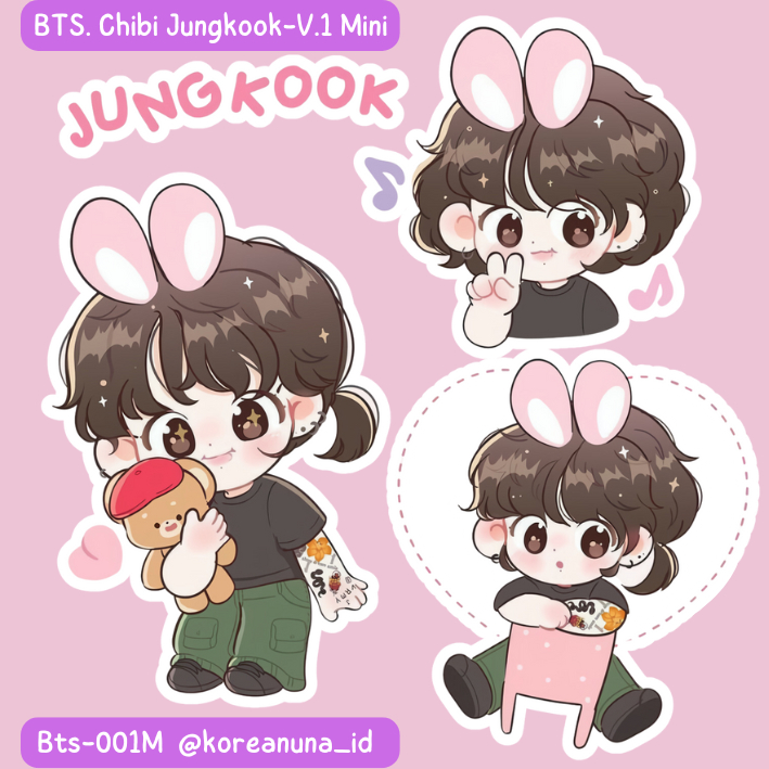 

Sticker Kpop BTS Jungkook Anime Chibi Lucu Aesthetic Stiker Deco Jurnal Laptop Buku Hp Note Memo Glossy Gliter