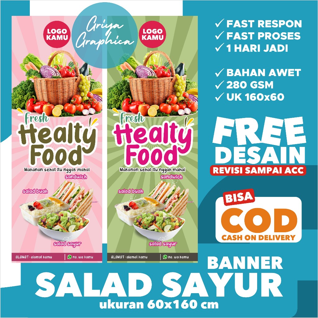 BANNER SALAD SAYUR - BANNER WARUNG - BANNER WARUNG SALAD SAYUR - STAND BANNER SALAD SAYUR