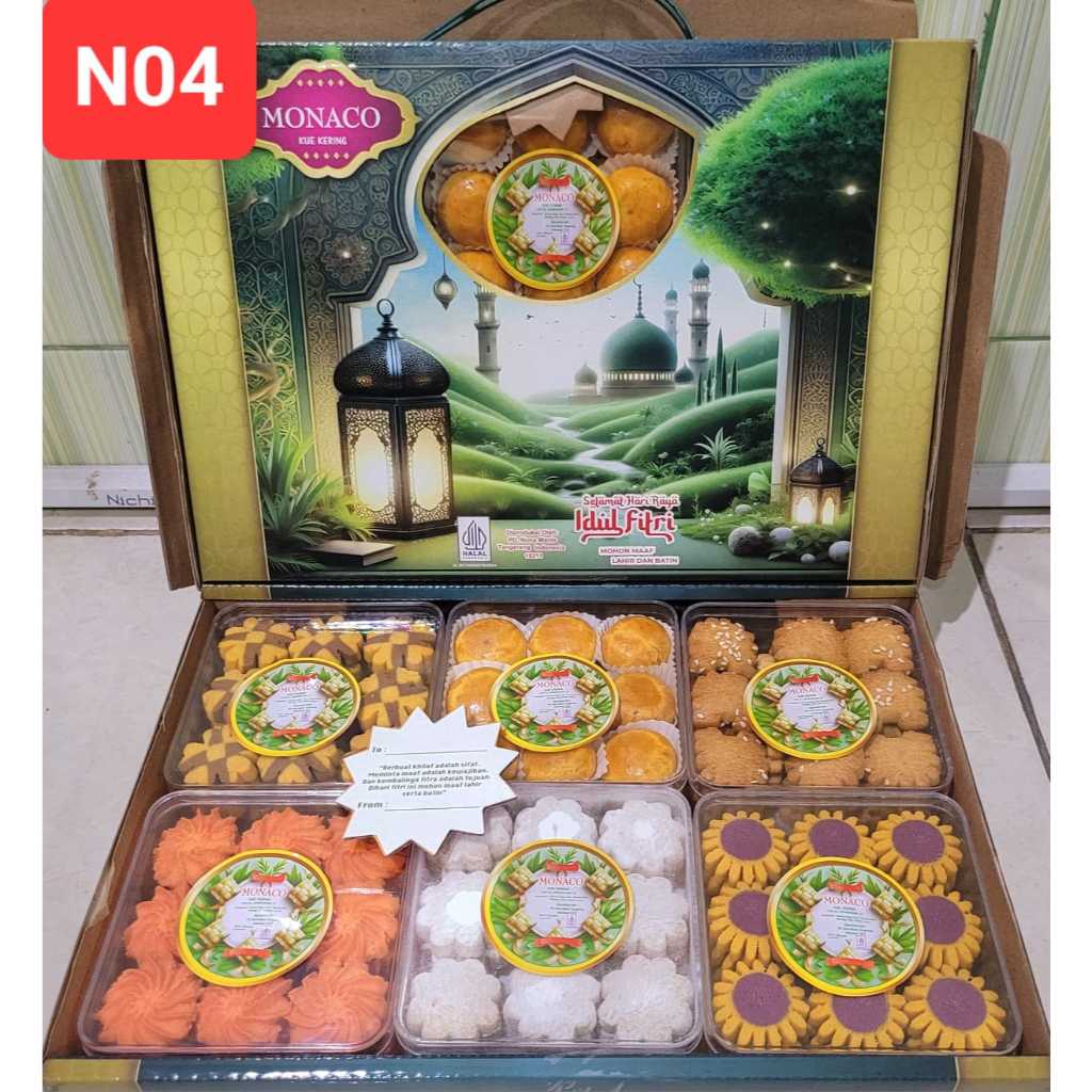 

Kue Kering Lebaran Monaco Kotak / Hampers Kue Lebaran Paket 6 Toples Murah Enak