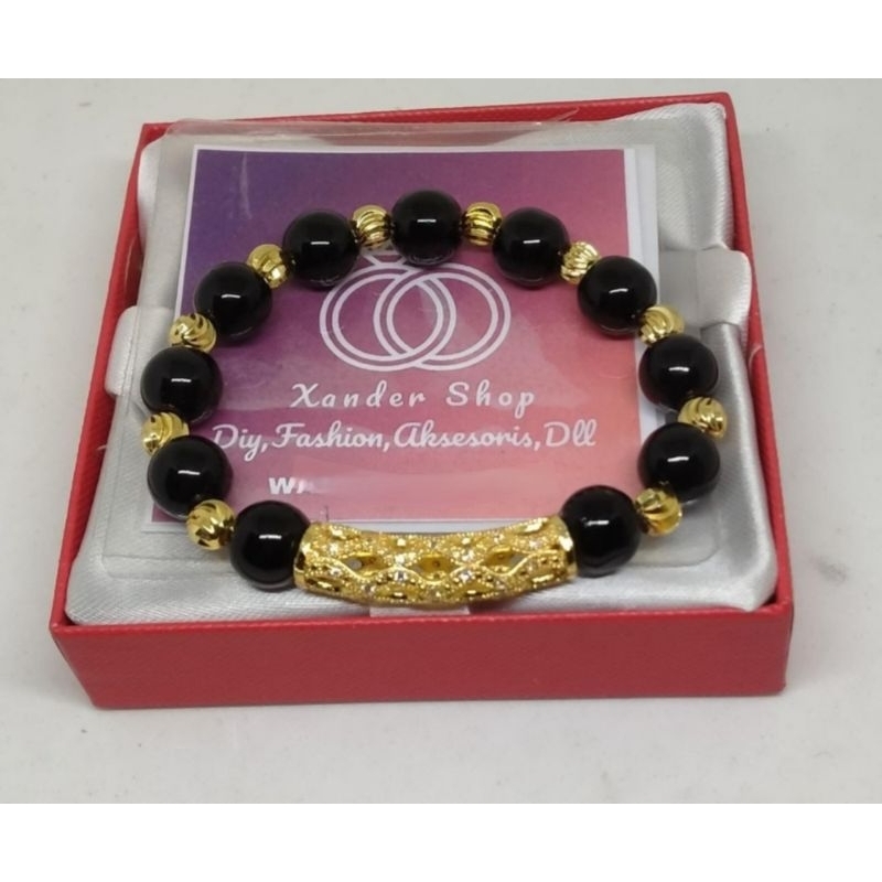 GELANG GIOK COMBI PIPA/giok hitam.
