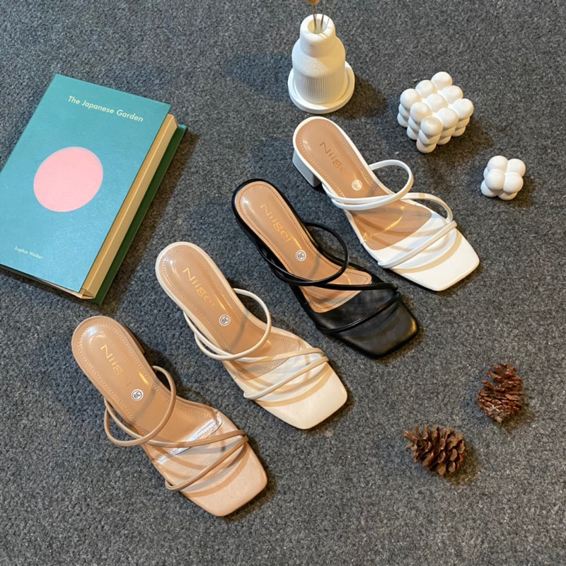 Nadia Niigel Sandal Wanita Hak tinggi 5 cm tumit tahu sendal pesta wanita