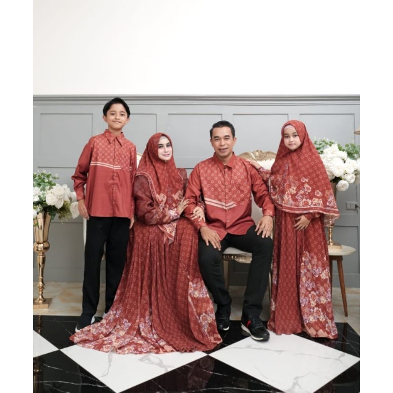 ZAFINA FAMILY COUPLE SARIMBIT LEBARAN  BY HUMAIRA SYARI D'MECCA GAMIS CERUTY PRINTING PREMIUM SET JI