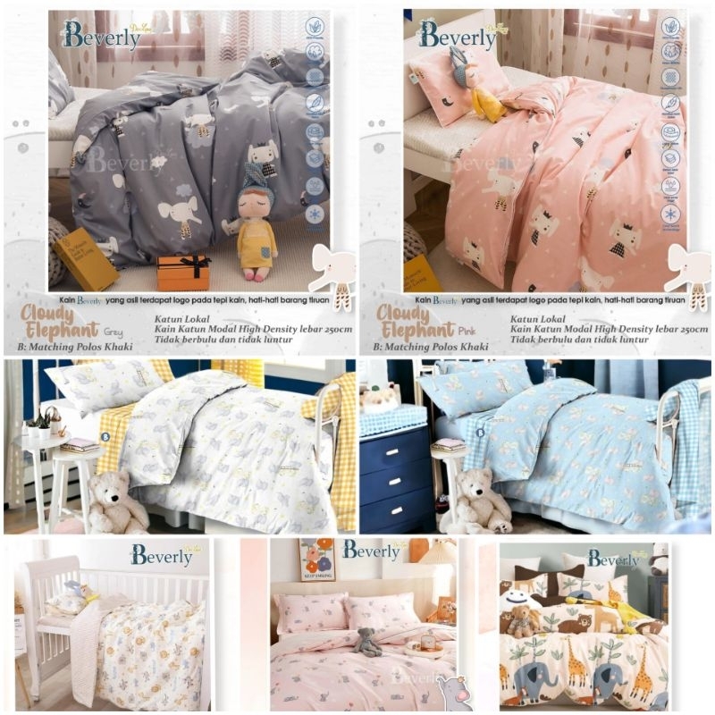 PULBO - SPREI SET KATUN MODAL (Katu  + Rayon) adem halus lentur, MOTIF ANAK (Elephant/gajah)