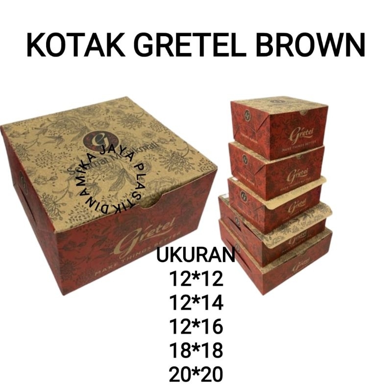 

Kotak kue/snack box gretel brown 12x12 & 12x14 isi 100pcs