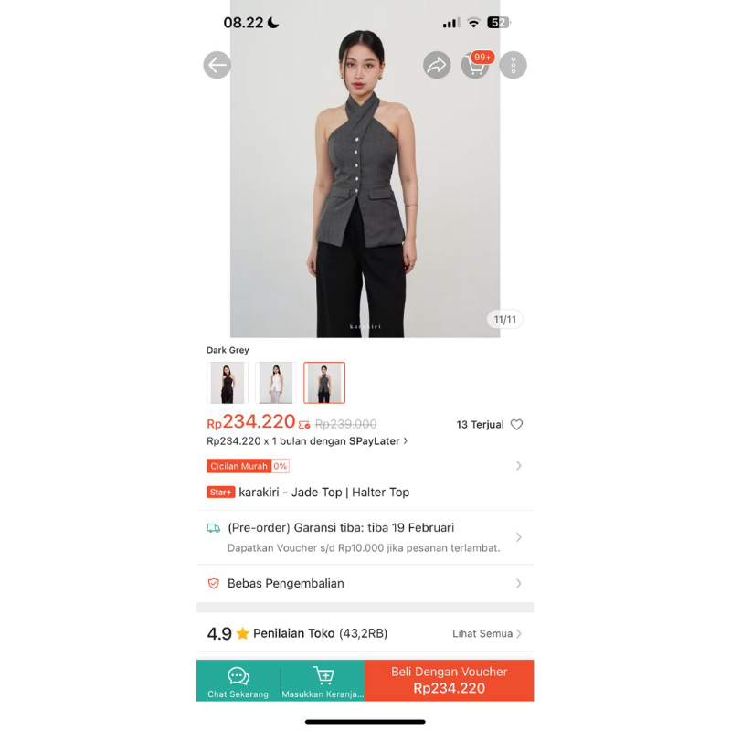 Kara Kiri jade top grey