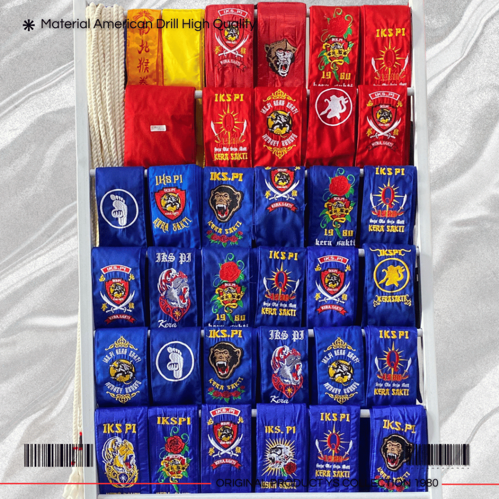 sabuk merah bahan drill | sabuk tingkat 2 ikspi kera sakti | sabuk merah ikspi