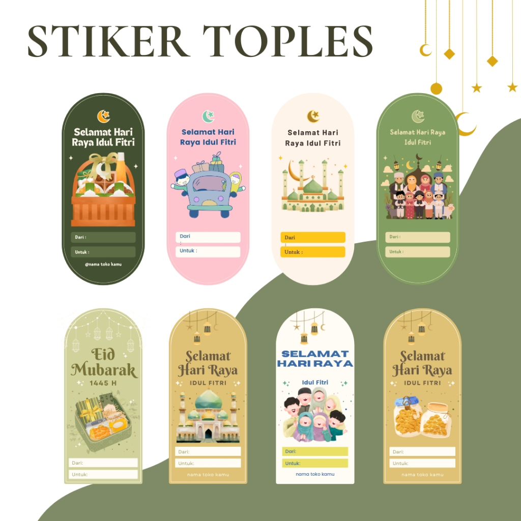 

Stiker Toples Kue Lebaran Custom Nama Brand Ukuran 5 X 7 CM LOGIA STUDIOS